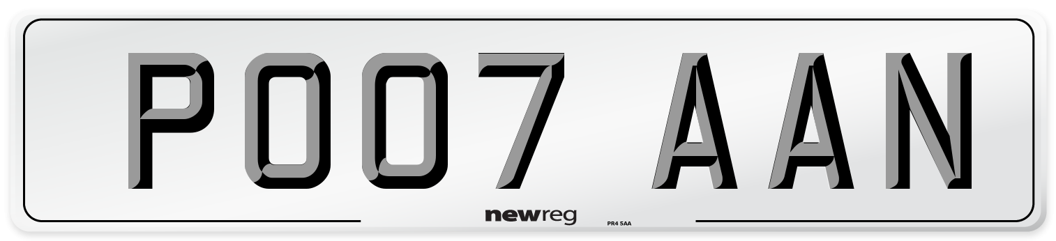 PO07 AAN Front Number Plate