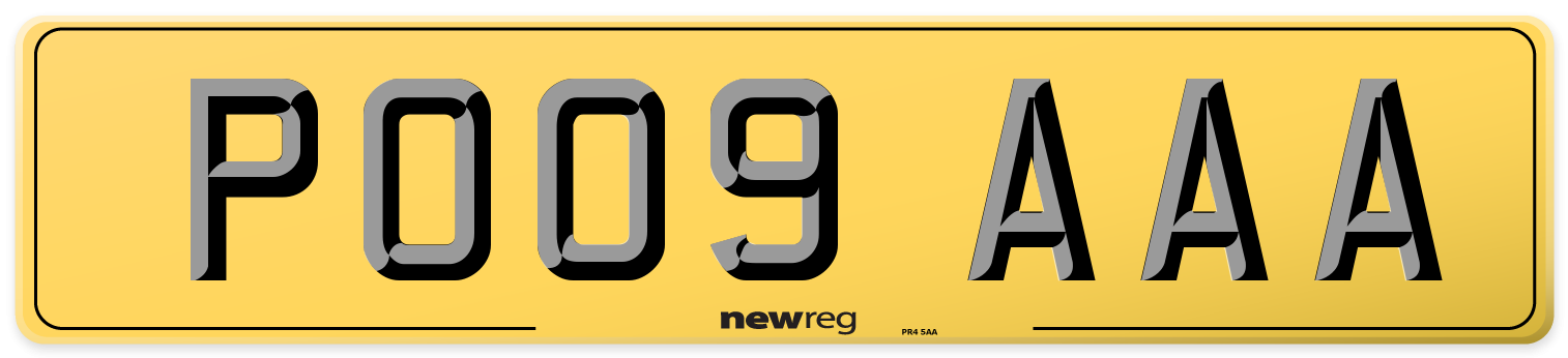 PO09 AAA Rear Number Plate