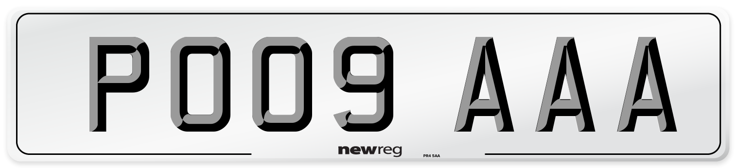 PO09 AAA Front Number Plate