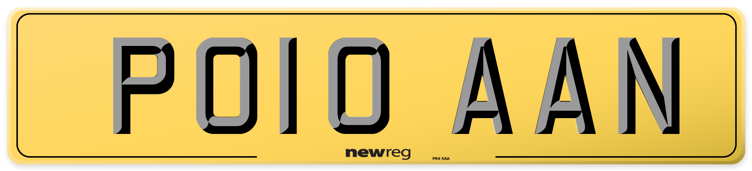 PO10 AAN Rear Number Plate