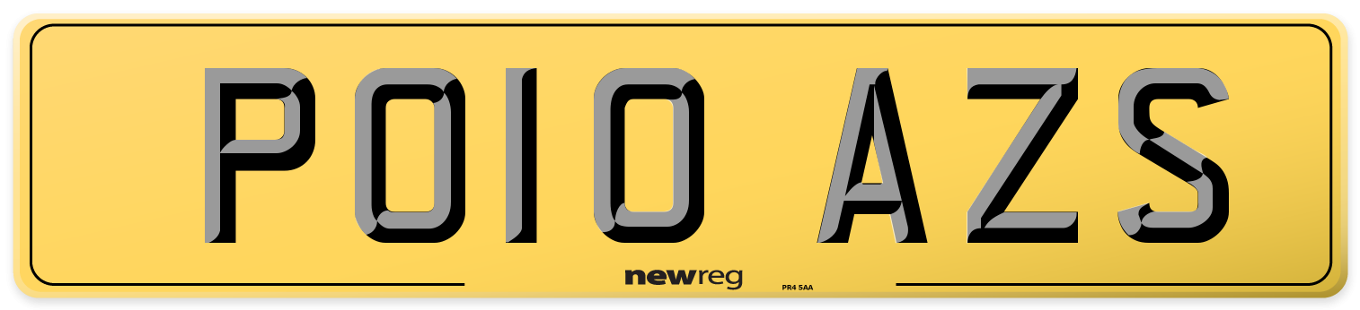 PO10 AZS Rear Number Plate