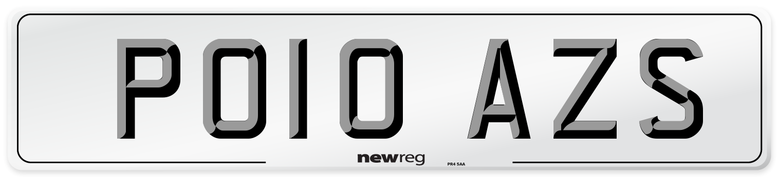 PO10 AZS Front Number Plate