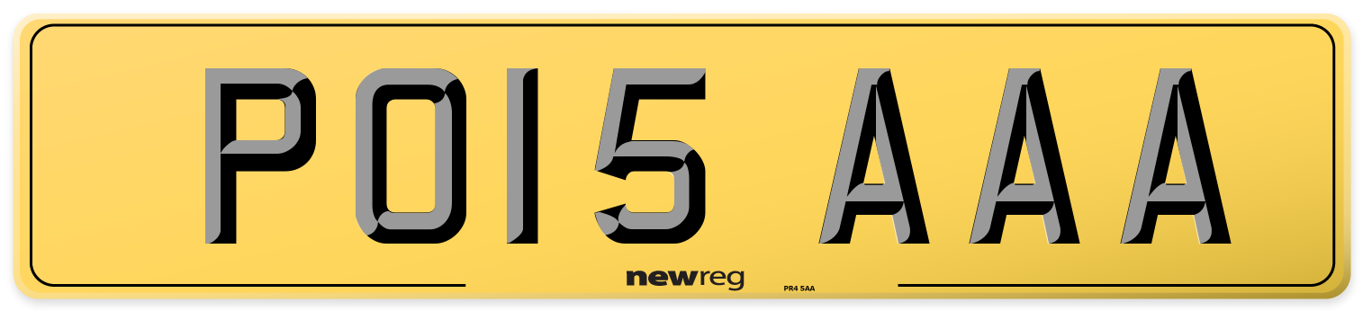 PO15 AAA Rear Number Plate