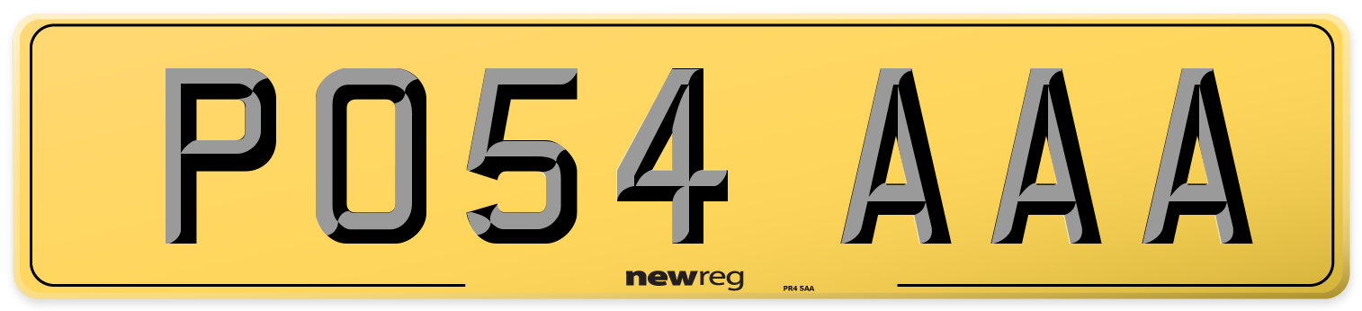 PO54 AAA Rear Number Plate