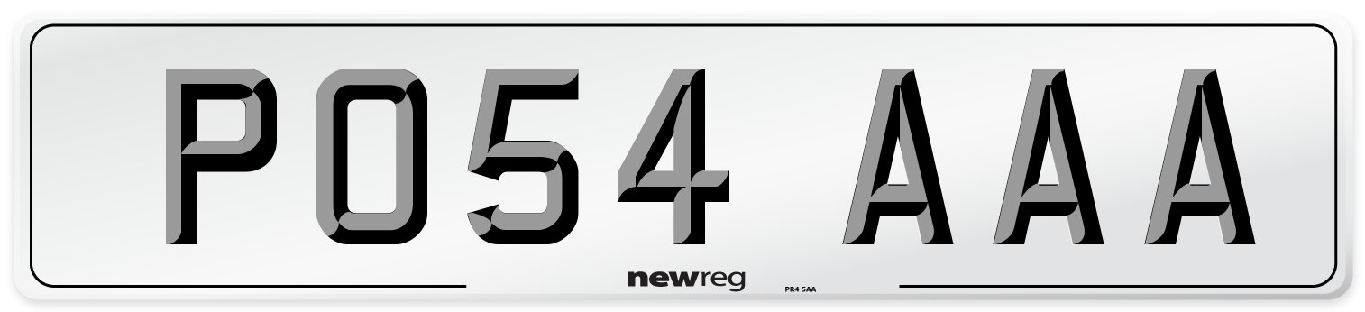 PO54 AAA Front Number Plate