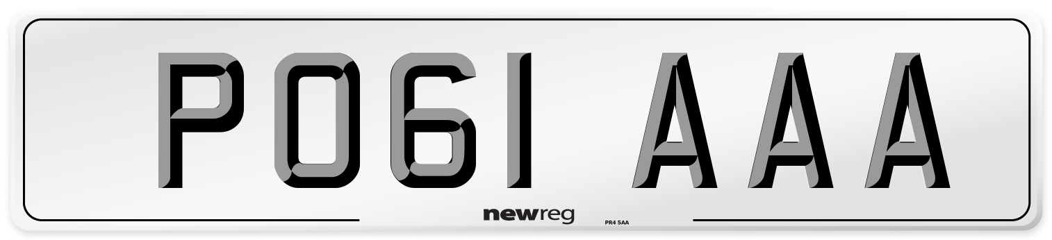 PO61 AAA Front Number Plate