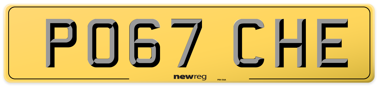 PO67 CHE Rear Number Plate