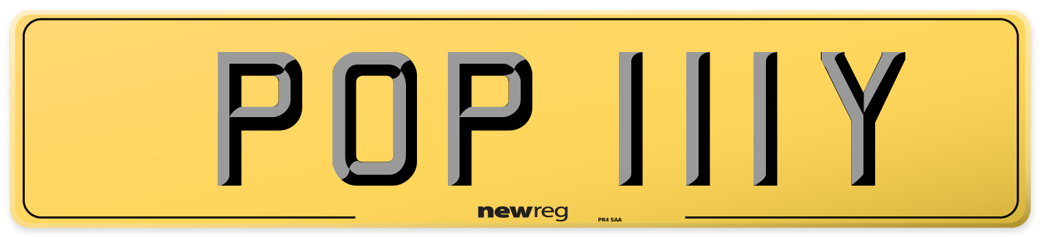 POP 111Y Rear Number Plate