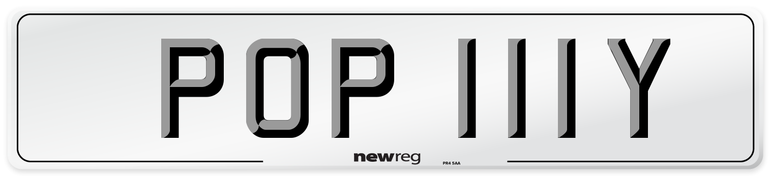 POP 111Y Front Number Plate