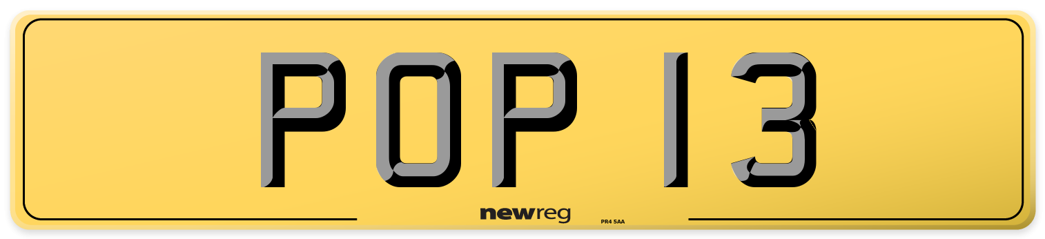 POP 13 Rear Number Plate