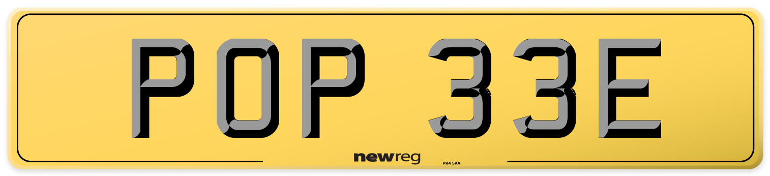 POP 33E Rear Number Plate