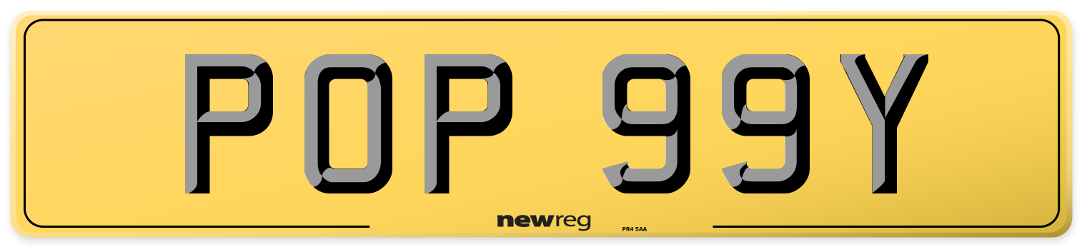 POP 99Y Rear Number Plate