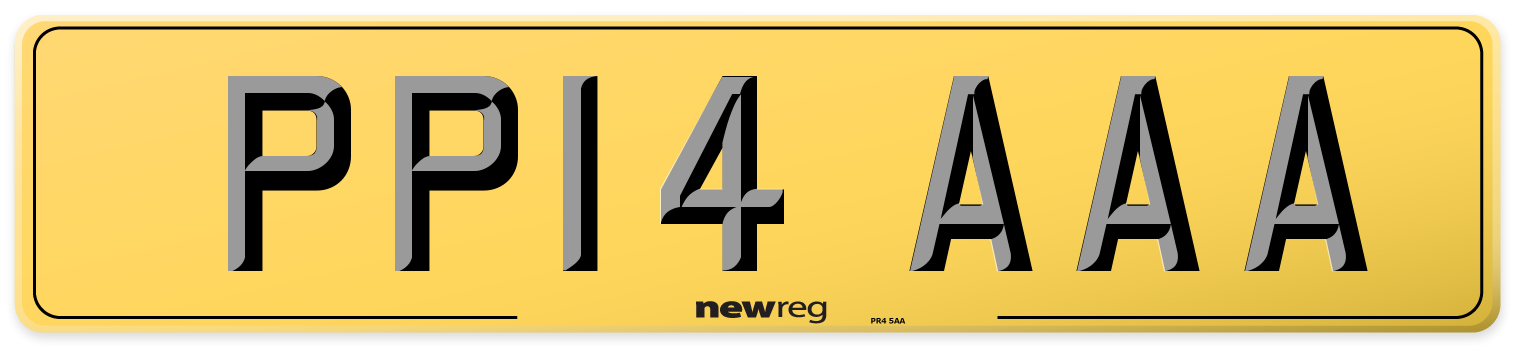 PP14 AAA Rear Number Plate