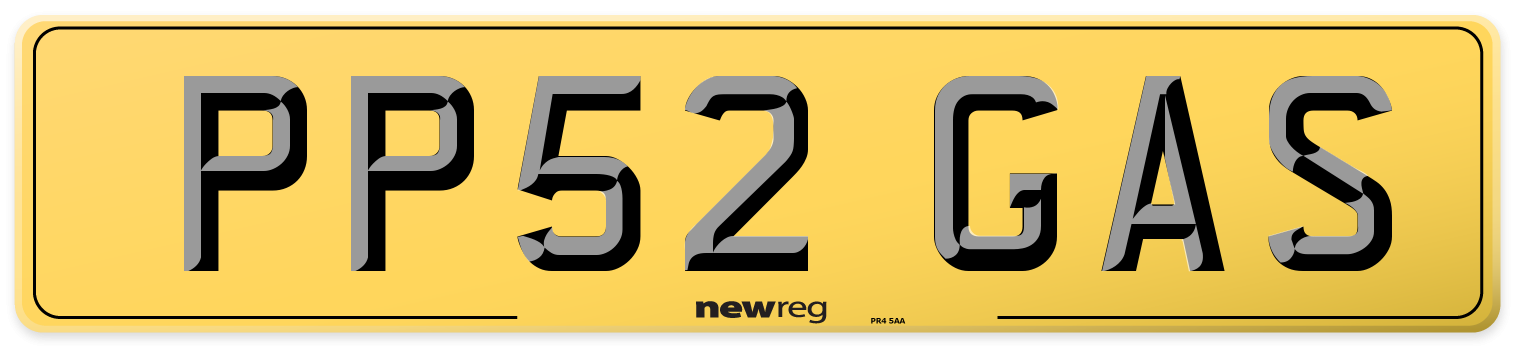 PP52 GAS Rear Number Plate