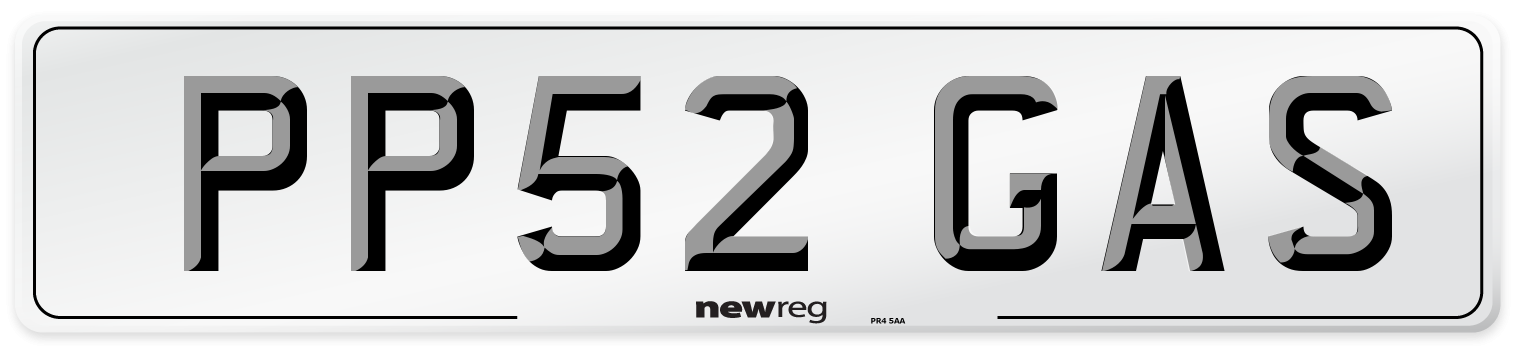 PP52 GAS Front Number Plate