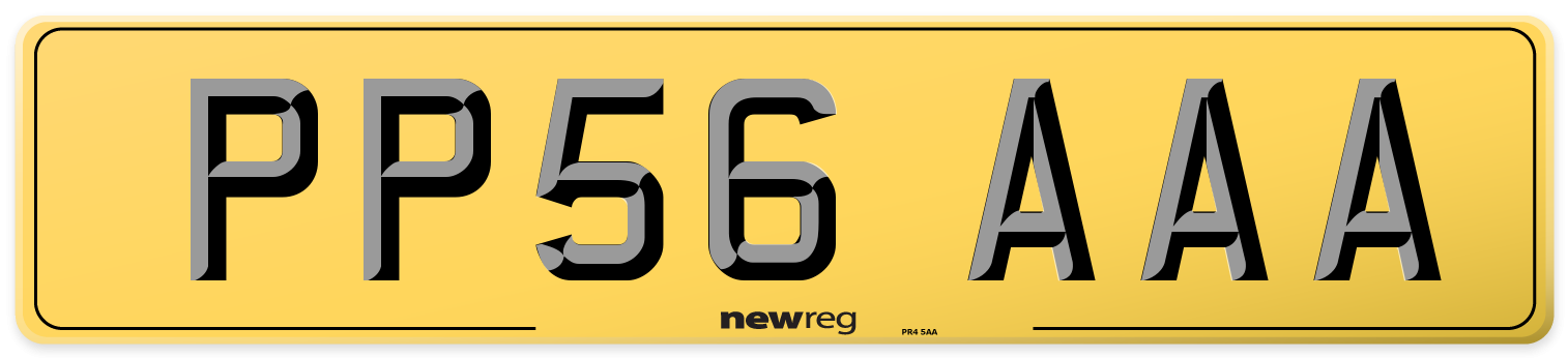 PP56 AAA Rear Number Plate