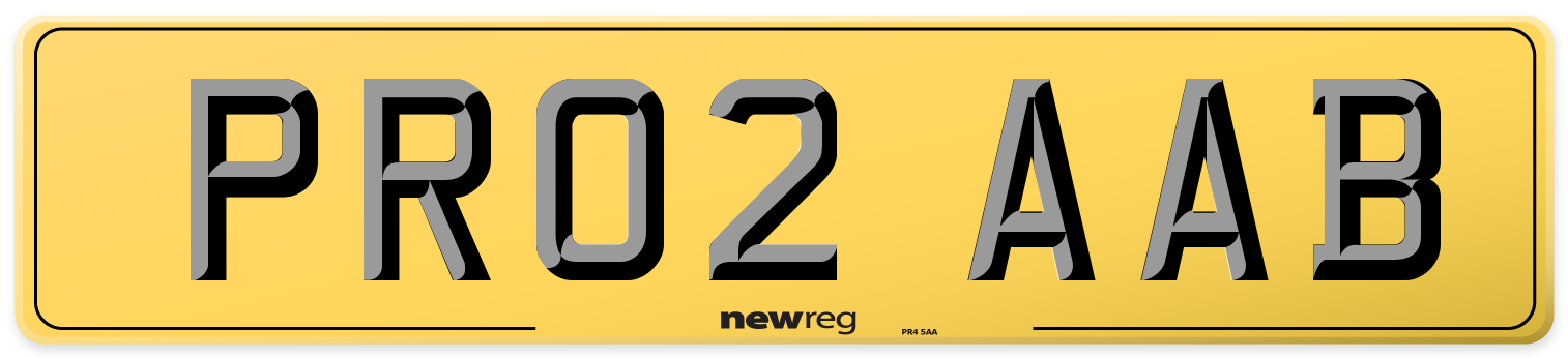 PR02 AAB Rear Number Plate