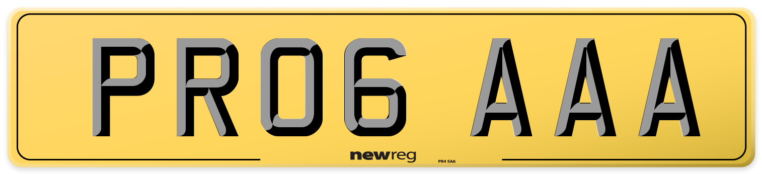 PR06 AAA Rear Number Plate