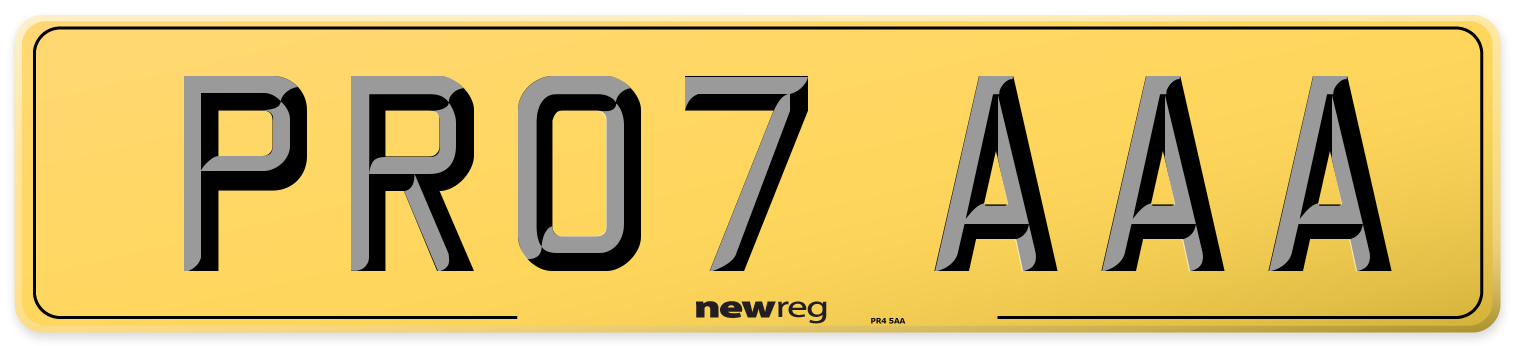 PR07 AAA Rear Number Plate