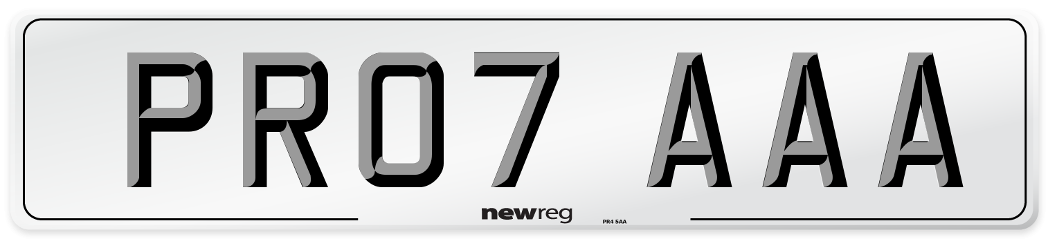 PR07 AAA Front Number Plate