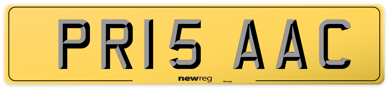 PR15 AAC Rear Number Plate