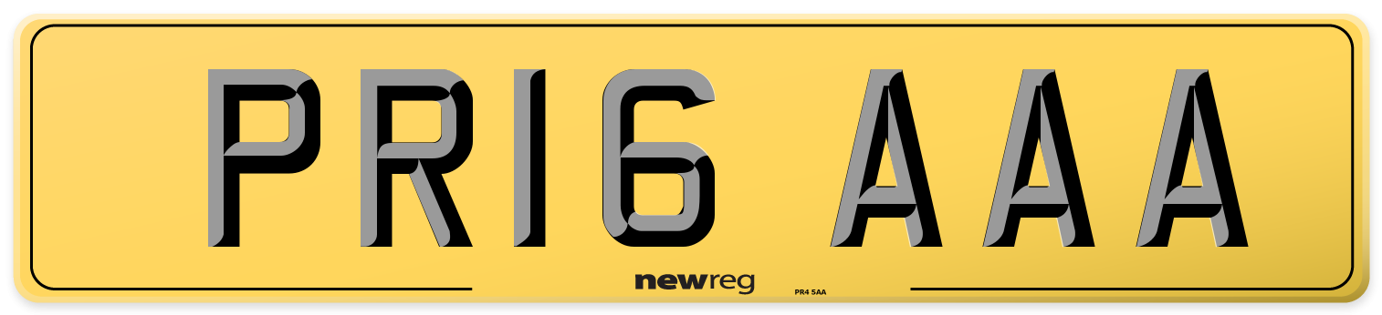 PR16 AAA Rear Number Plate