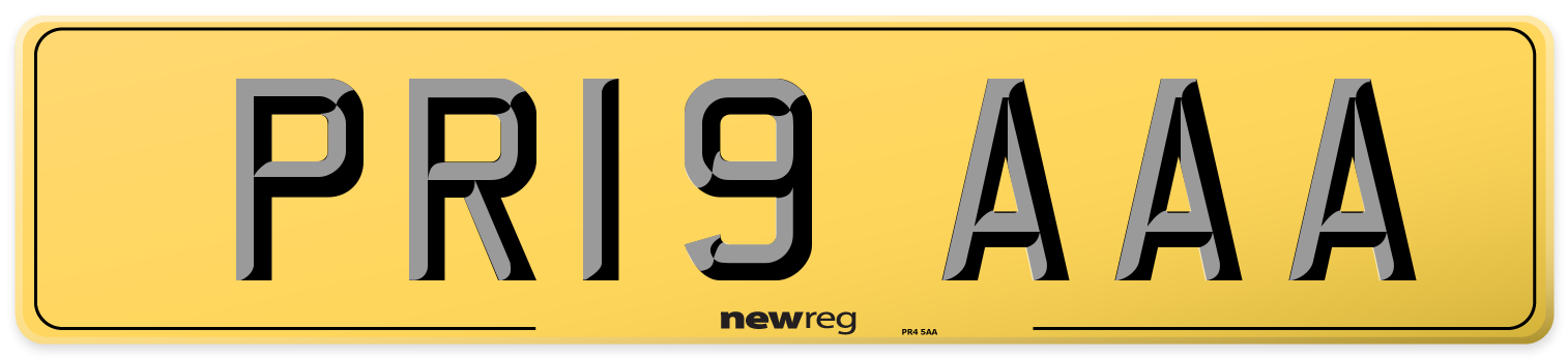 PR19 AAA Rear Number Plate