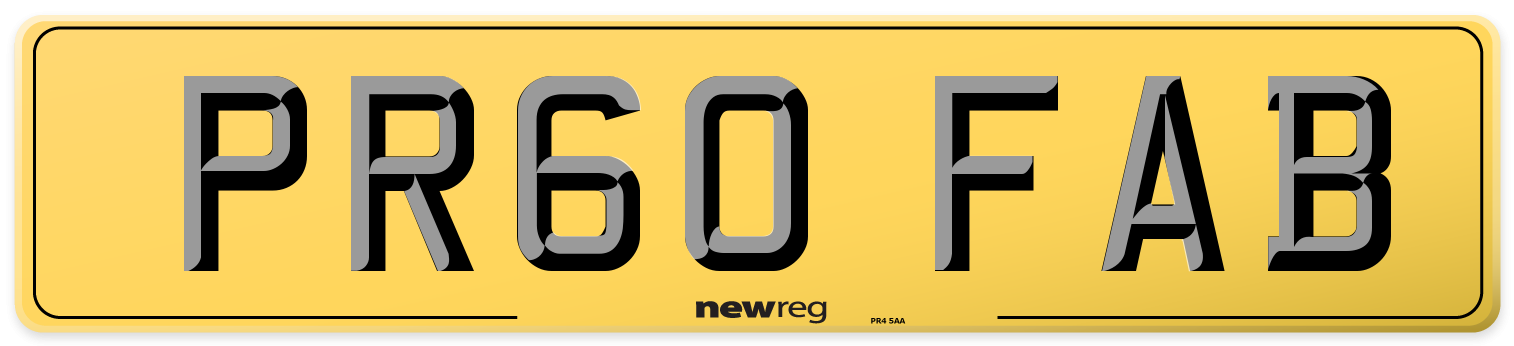 PR60 FAB Rear Number Plate