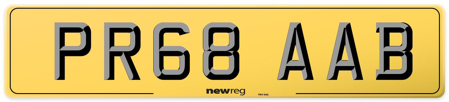 PR68 AAB Rear Number Plate
