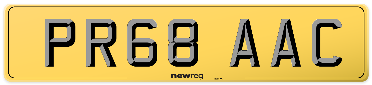 PR68 AAC Rear Number Plate
