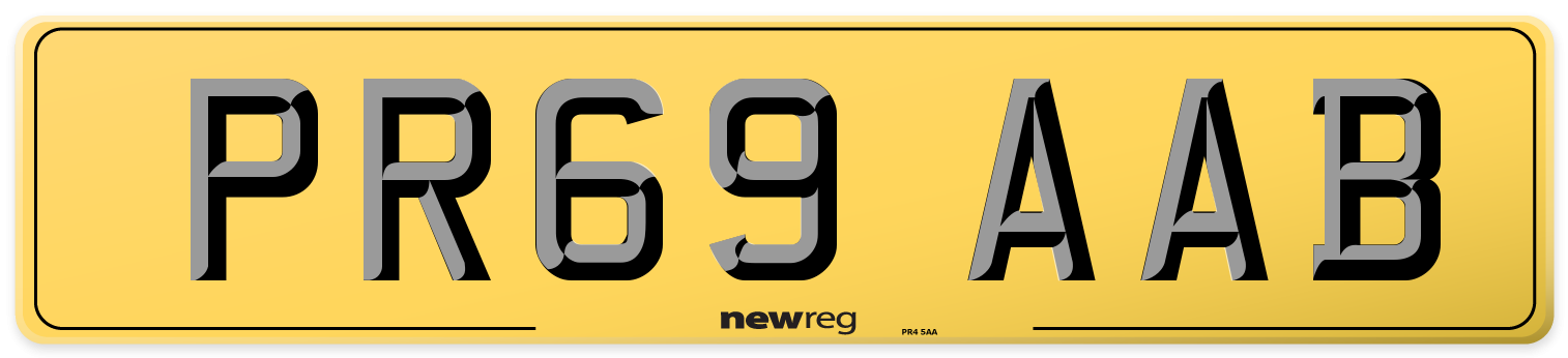 PR69 AAB Rear Number Plate