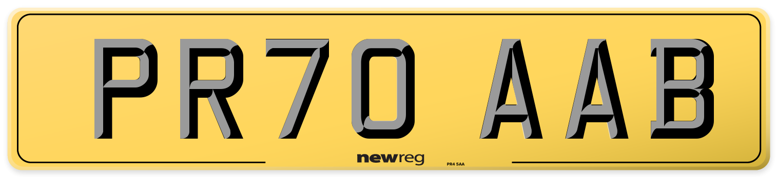 PR70 AAB Rear Number Plate