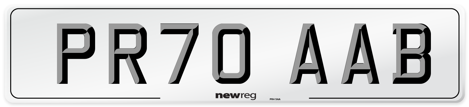 PR70 AAB Front Number Plate