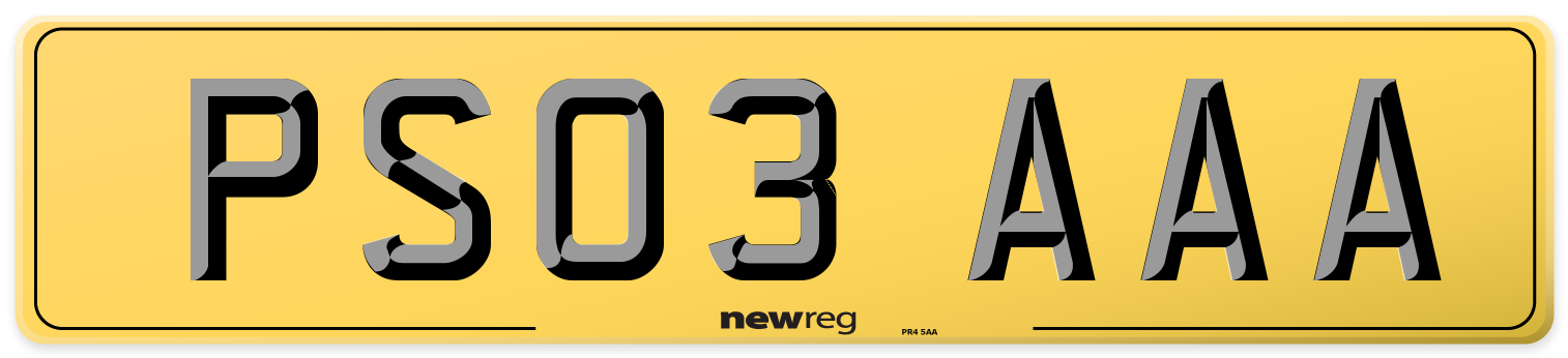 PS03 AAA Rear Number Plate