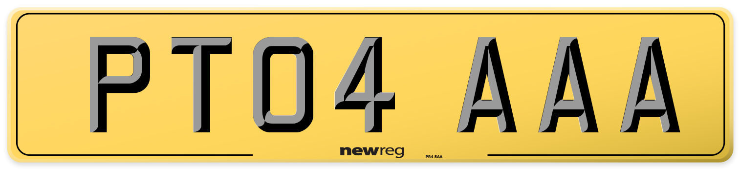 PT04 AAA Rear Number Plate