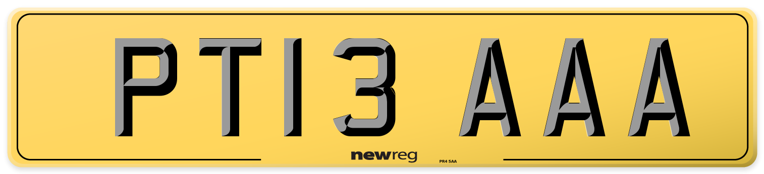 PT13 AAA Rear Number Plate