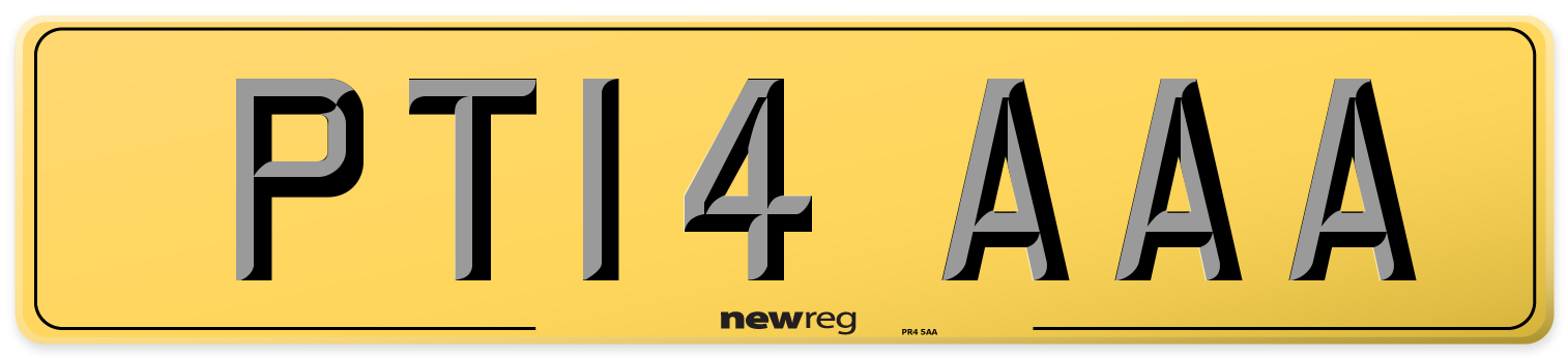 PT14 AAA Rear Number Plate