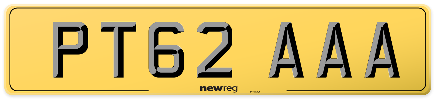 PT62 AAA Rear Number Plate