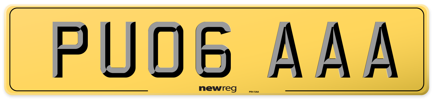 PU06 AAA Rear Number Plate