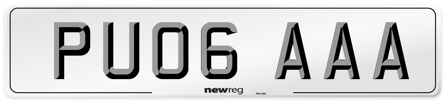 PU06 AAA Front Number Plate