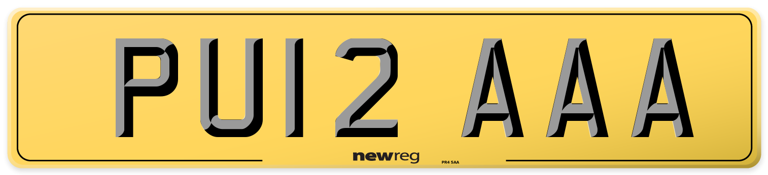 PU12 AAA Rear Number Plate