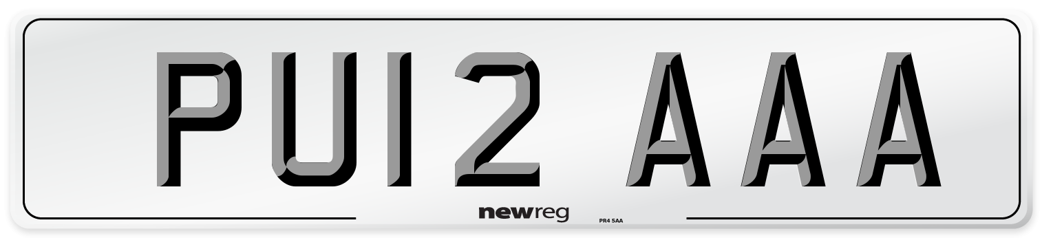 PU12 AAA Front Number Plate