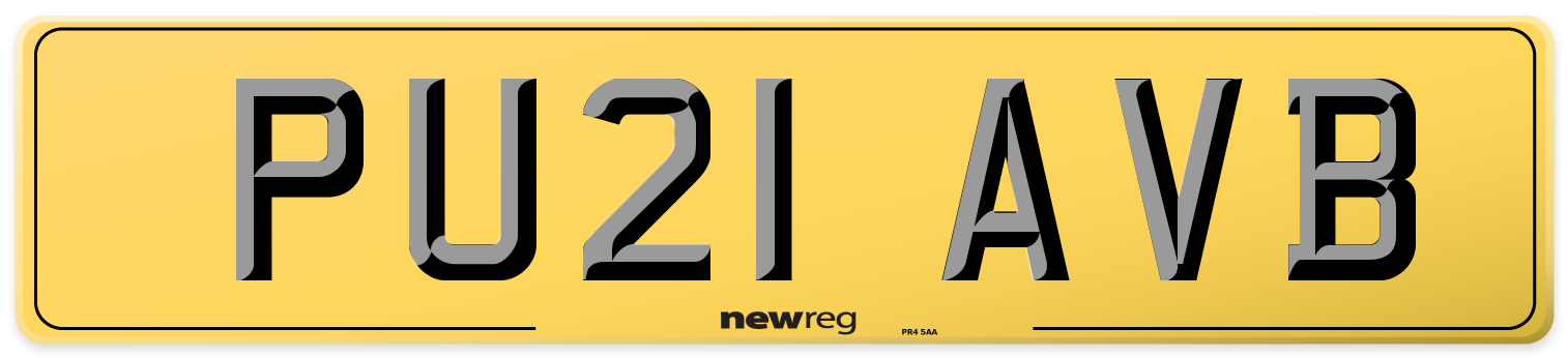 PU21 AVB Rear Number Plate