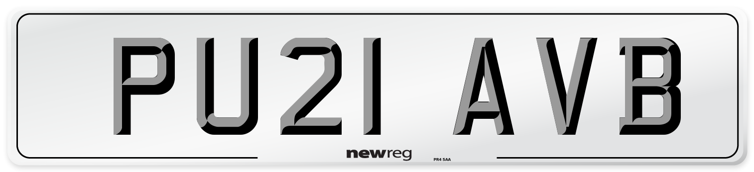 PU21 AVB Front Number Plate