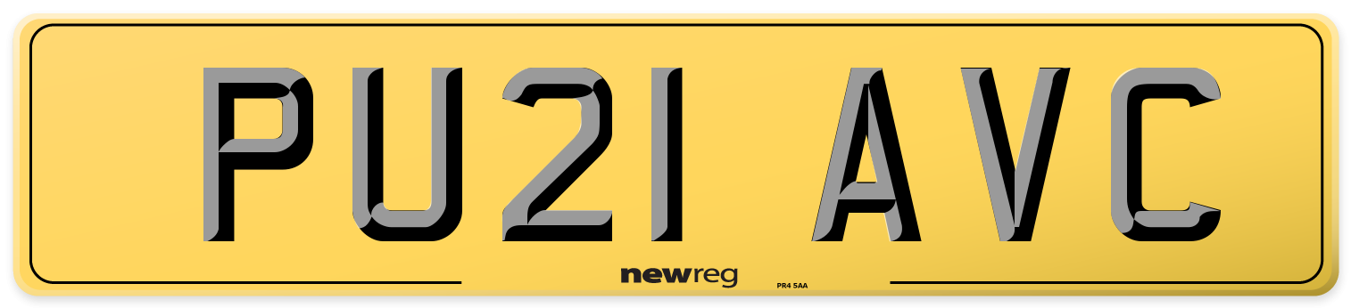 PU21 AVC Rear Number Plate