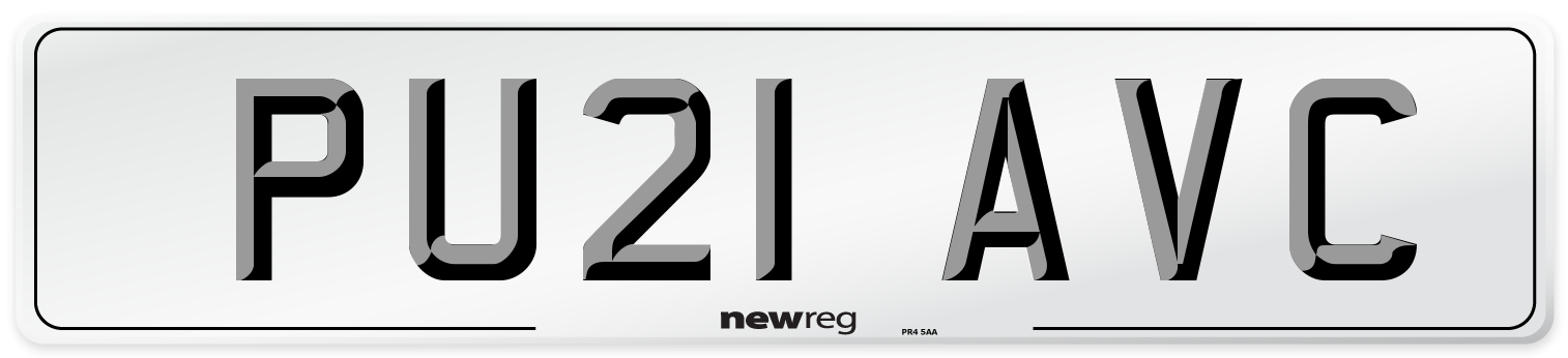 PU21 AVC Front Number Plate