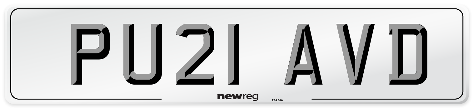 PU21 AVD Front Number Plate
