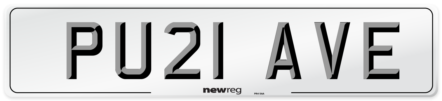PU21 AVE Front Number Plate