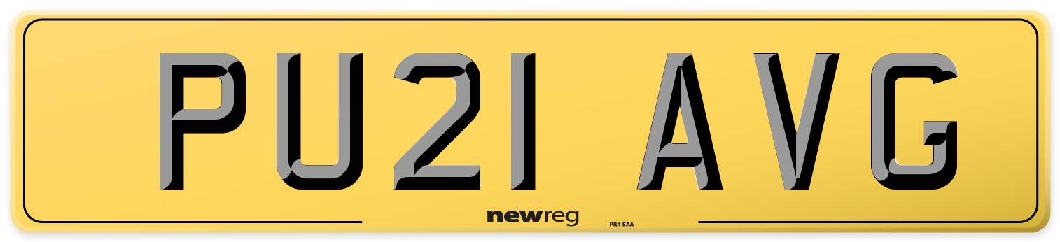 PU21 AVG Rear Number Plate
