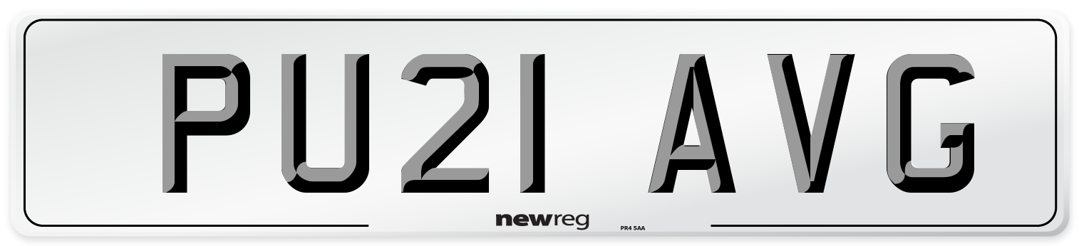 PU21 AVG Front Number Plate